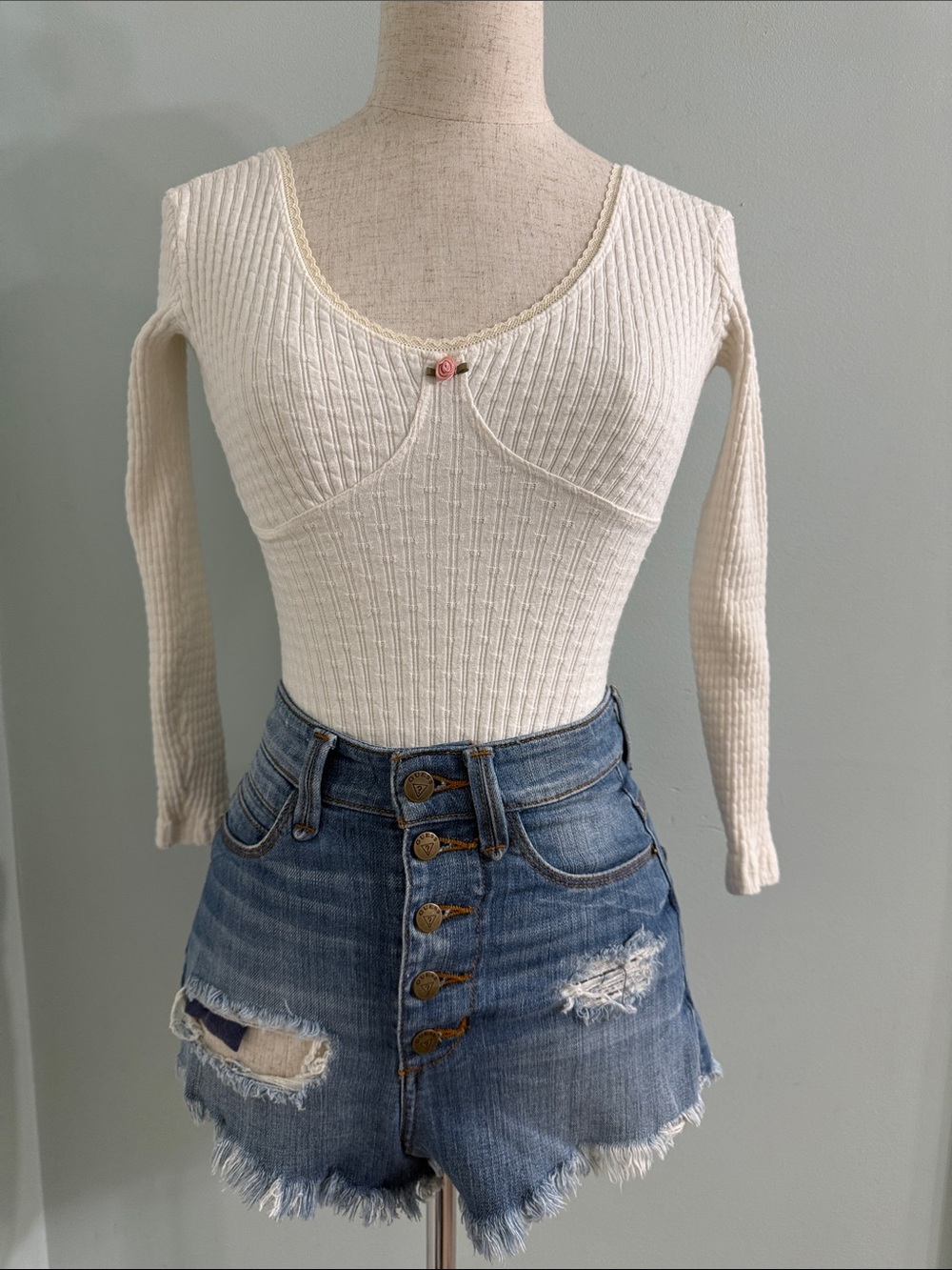 Vintage 80s Contempo Casuals Coquette Bodysuit Pink Rose Top XS